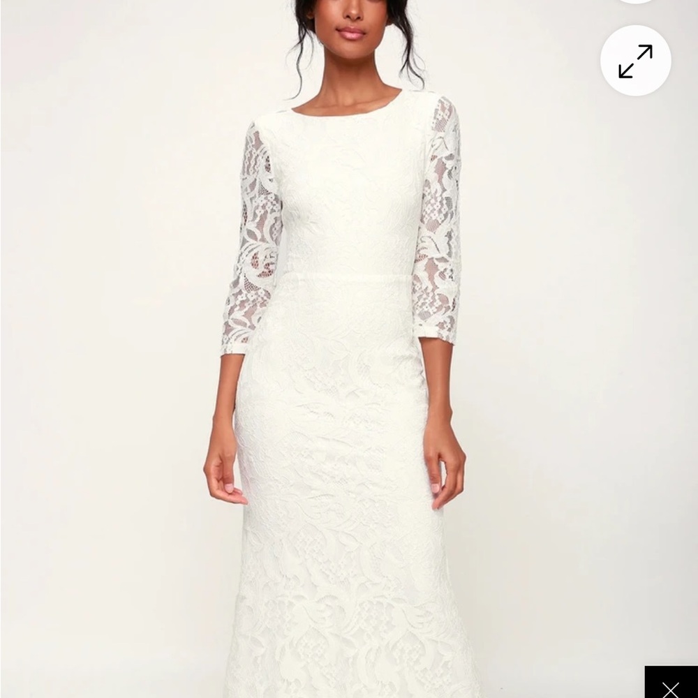 Elegant White Lace Long Dress